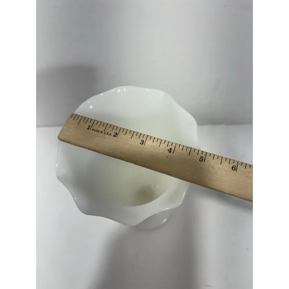 Vintage Anchor Hocking Milk Glass‎ Vase Hobnail Ladder Fluted Rim 9-1/2”